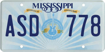 MS license plate ASD778