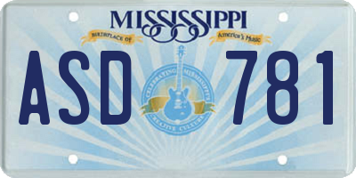 MS license plate ASD781