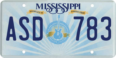 MS license plate ASD783