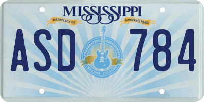 MS license plate ASD784