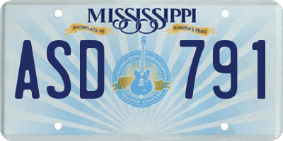 MS license plate ASD791