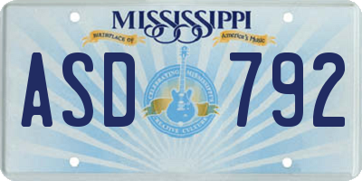 MS license plate ASD792