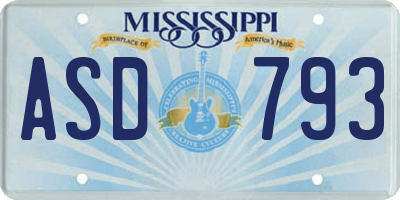 MS license plate ASD793
