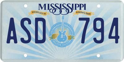 MS license plate ASD794