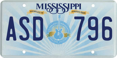 MS license plate ASD796