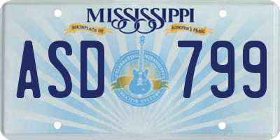 MS license plate ASD799