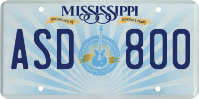 MS license plate ASD800