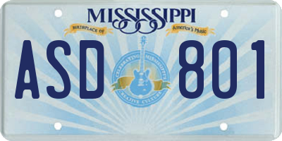 MS license plate ASD801
