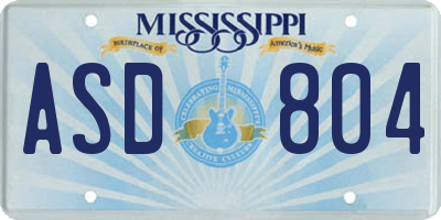 MS license plate ASD804