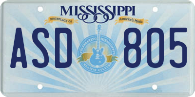 MS license plate ASD805