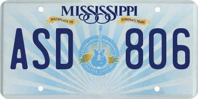 MS license plate ASD806