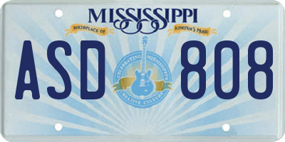 MS license plate ASD808