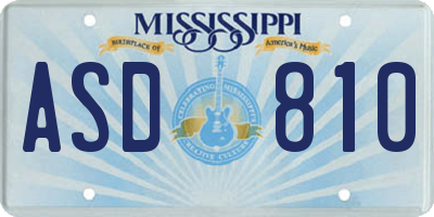 MS license plate ASD810