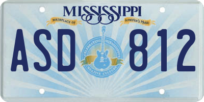MS license plate ASD812