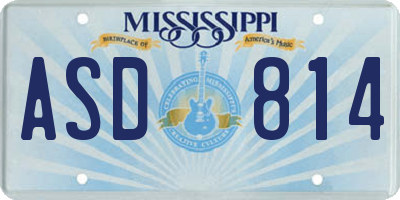 MS license plate ASD814