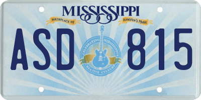 MS license plate ASD815