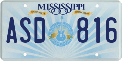 MS license plate ASD816