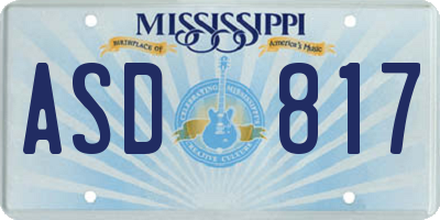 MS license plate ASD817