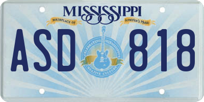 MS license plate ASD818