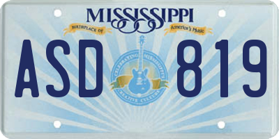 MS license plate ASD819