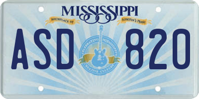 MS license plate ASD820