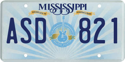 MS license plate ASD821