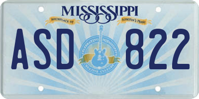 MS license plate ASD822