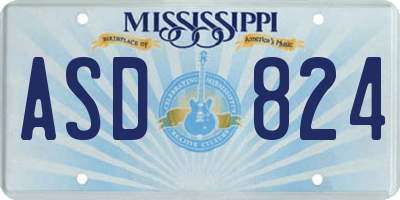 MS license plate ASD824
