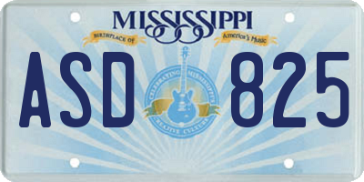 MS license plate ASD825