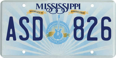 MS license plate ASD826