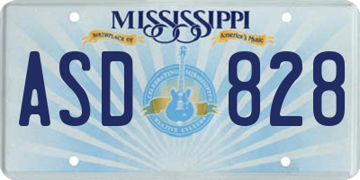 MS license plate ASD828