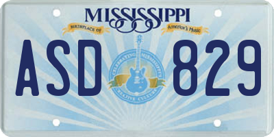 MS license plate ASD829