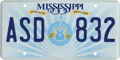 MS license plate ASD832