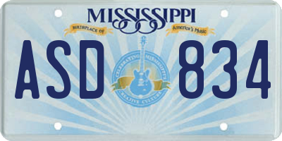 MS license plate ASD834
