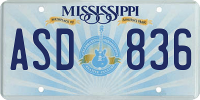 MS license plate ASD836