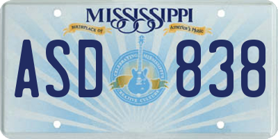MS license plate ASD838