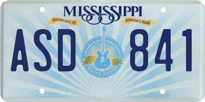 MS license plate ASD841