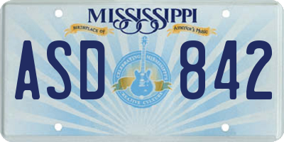 MS license plate ASD842