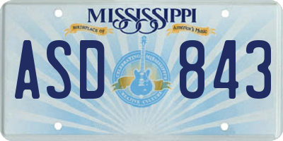 MS license plate ASD843