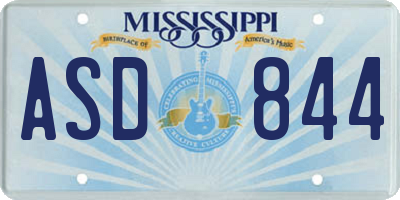 MS license plate ASD844