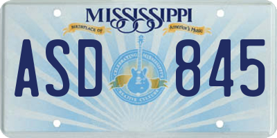MS license plate ASD845