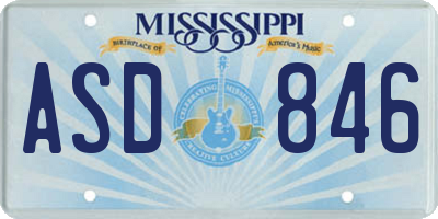 MS license plate ASD846