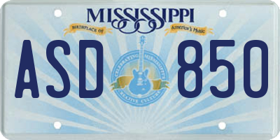 MS license plate ASD850