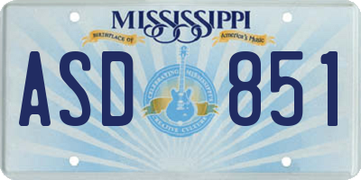 MS license plate ASD851
