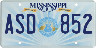 MS license plate ASD852