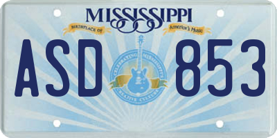 MS license plate ASD853
