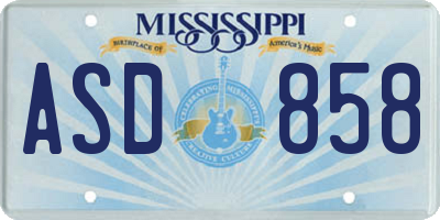 MS license plate ASD858