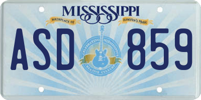 MS license plate ASD859