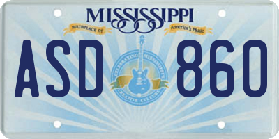 MS license plate ASD860