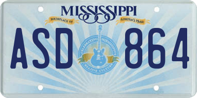 MS license plate ASD864